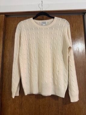 Sutton Studio Cream Cable-Knit Crewneck Sweater